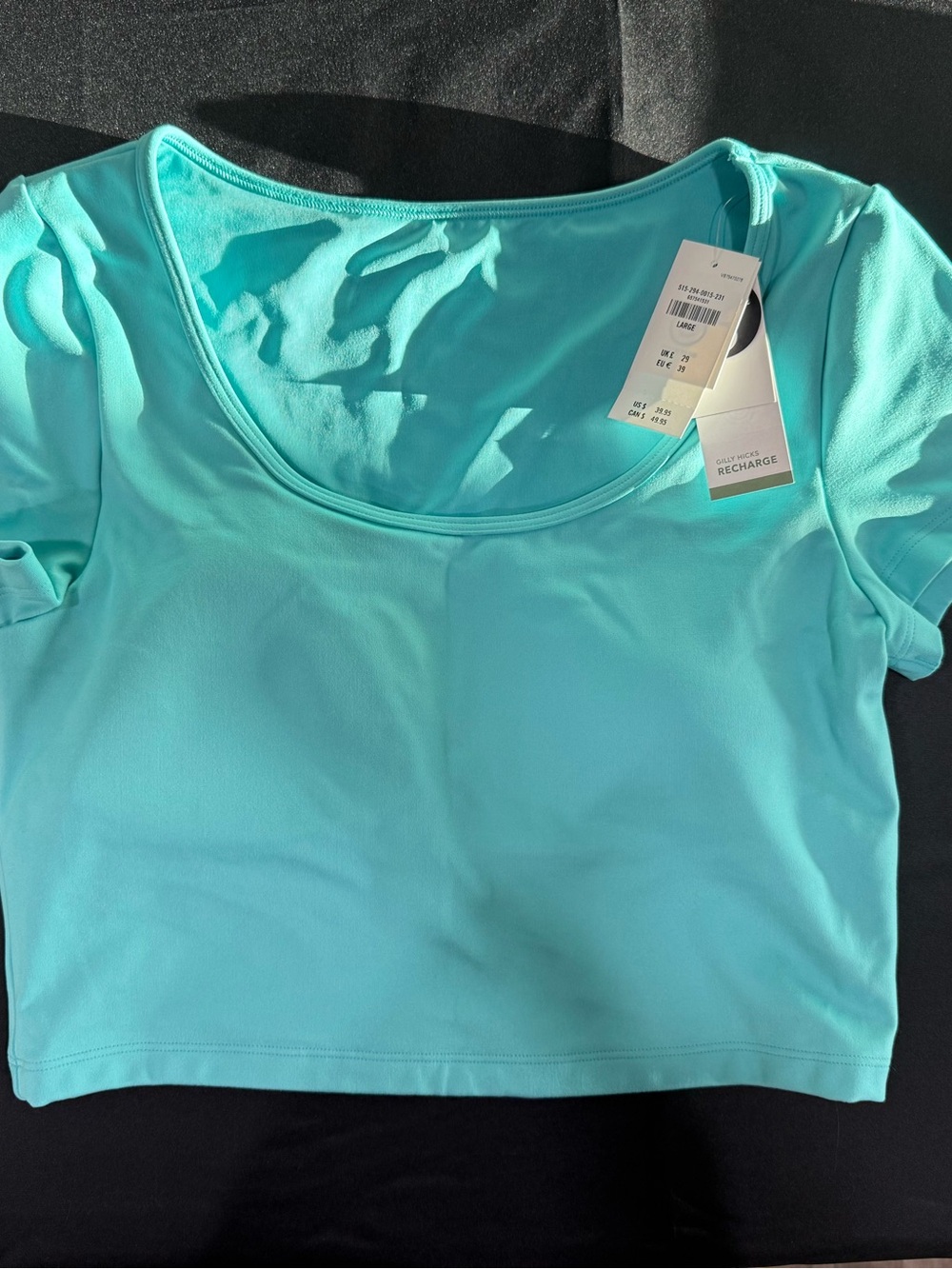 Gilly Hicks Scoop Neck Crop Top - Aqua/Turquoise